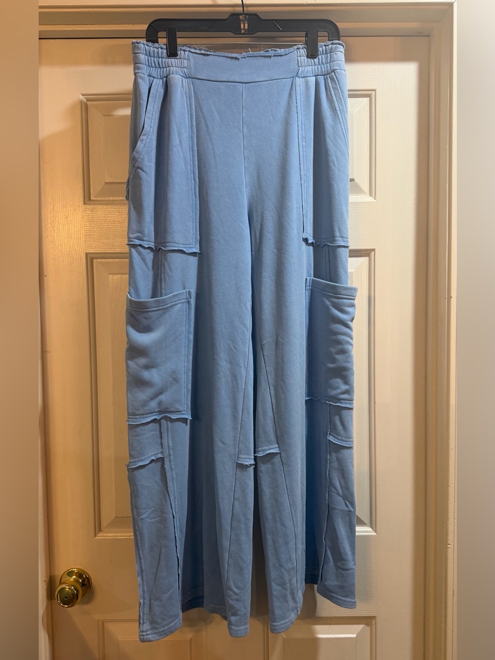 Double Zero Sky Blue Wide-Leg Cargo Pants Size L #NWT